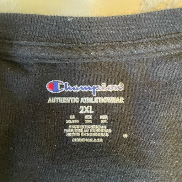 Champion Black Long Sleeve Tee W/ Multi Colored Script Logo Size 2XL - Picture 7 of 9